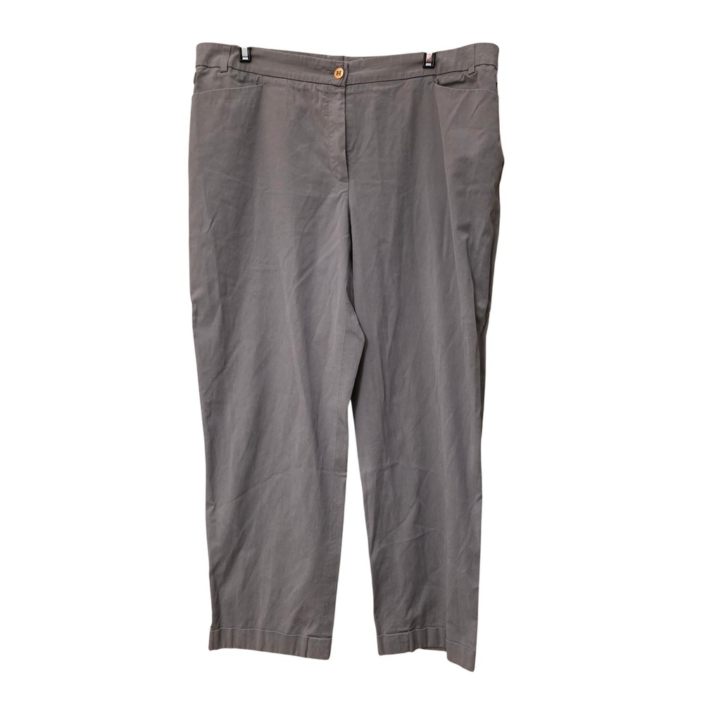 Escada Graphite Grey Tailored Straight Leg Trousers Pants 42 Adjustable Waist